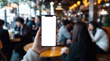 Connected in the Cafe: Young Adult Engrossed with Smartphone in Busy Coffee Shop