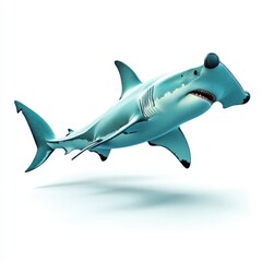 Naklejka premium A playful, cartoonish shark leaping out of the water in vibrant colors, showcasing its unique and friendly appearance.