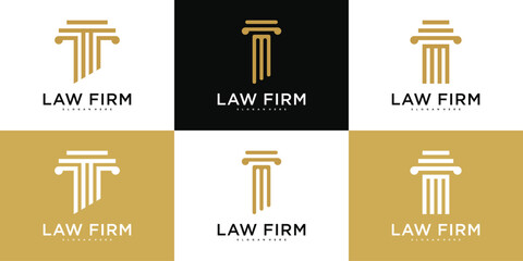Modern law firm logo design. firm, law, icon justice. Premium Vector