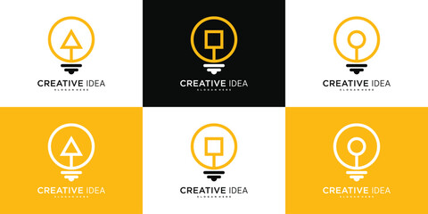 Smart bulb logo design abstrack with syimbol geometric. Premium Vector