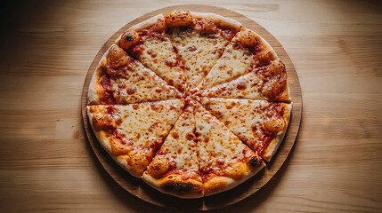  Wooden table with platter and pizza, bottle of wine nearby
