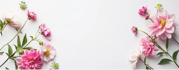 Dahlia floral background, summer and fall fresh flowers texture with copy space