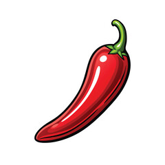 An illustration of a single red chili pepper with a green stem.