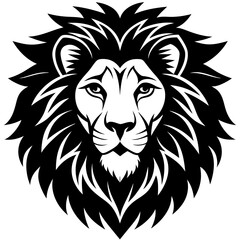 Lion Head Silhouette Vector Art Illustration