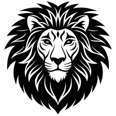 Lion Head Silhouette Vector Art Illustration