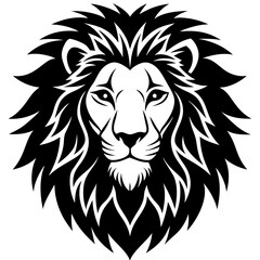 Lion Head Silhouette Vector Art Illustration