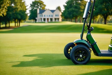 Golf Cart on a Green Course.