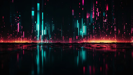 Obraz premium Abstract digital glitch effects in a dark, moody palette