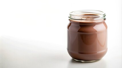 yogurt, nutrition, creamy, delicious, isolated, treat, healthy, sweet, snack, container, breakfast, white background, organic,chocolate, Chocolate yogurt jar with a white background
