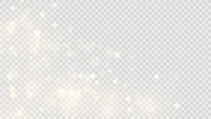 The dust sparks and golden stars shine with special light. Vector sparkles on a transparent background. . Stock royalty free vector illustration. PNG	