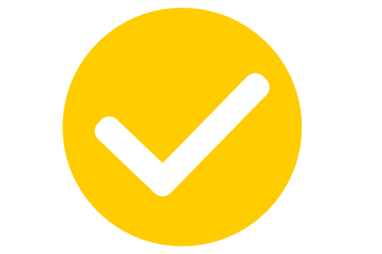  white check mark icon on yellow background Png file type