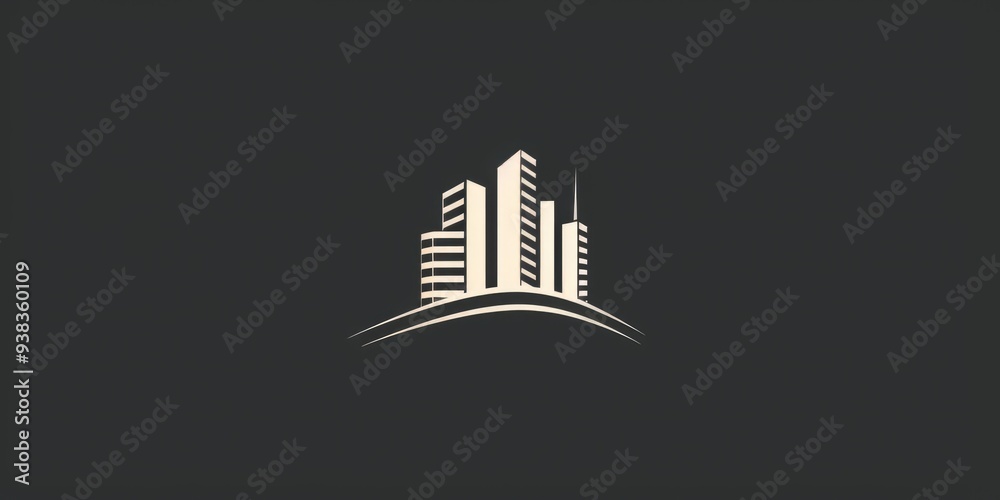 Poster a monochromatic image of a high-rise structure, suitable for architectural or urban planning project