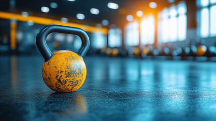 kettlebell in a sleek gym setting, highlighting its design and functionality as part of a fitness regimen