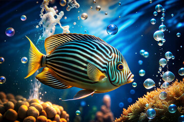 Obraz premium Underwater world, beautiful, calm and mysterious, deep and vibrant, AI Generation