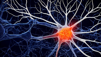 Macro Close-Up of Neurons and Neural Connections: A Detailed Scientific Visualization of the Nervous System’s Complex Interconnections, Highlighting the Branching Structures and Synapses in Neurology,