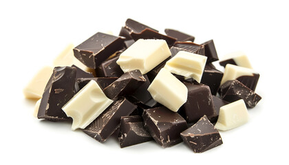 Chocolate pieces isolated on white background