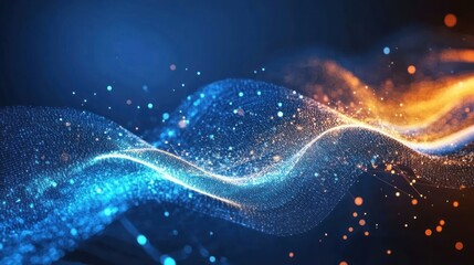 Abstract Digital Wave with Blue and Orange Colors