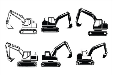Excavator silhouette vector