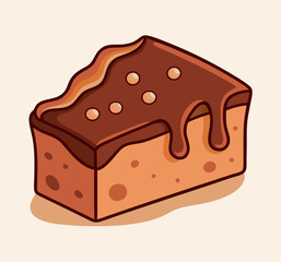 Chocolate brownie cake piece stock illustration