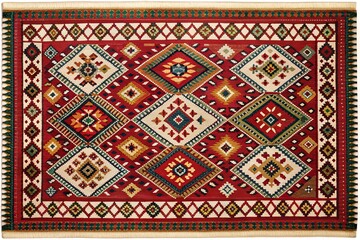 white background, isolated, pattern, colorful, traditional, folk art, textile, ethnic, design, Serbian, Folklore rug pattern Serbian ornament isolated on white background Medium Shot