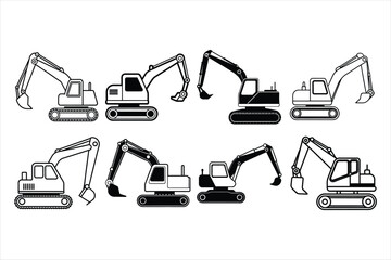 Excavator silhouette vector