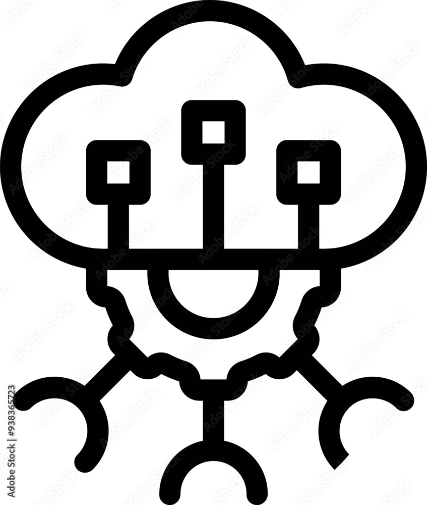 Poster cloud computing icon symbolizing data processing and network connectivity