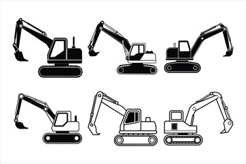 Excavator silhouette vector