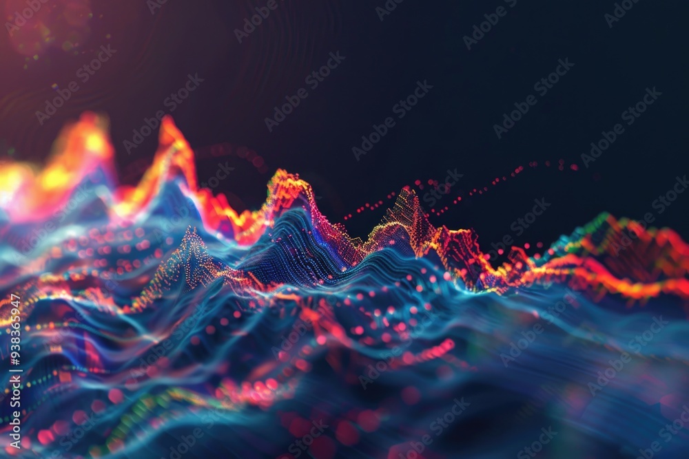 Poster A computer-generated image of vibrant ocean waves