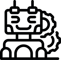 Friendly looking robot with a big smile and cogwheels, symbolizing artificial intelligence