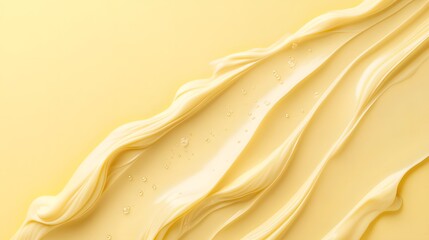 Obraz premium A smooth and creamy texture of yellow spread on a soft yellow background evokes a sense of freshness and indulgence. 