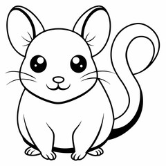 Elegant Vole Black & White rat Single Line Vector Art