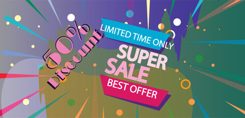 Summer sale offer banner decorative elements with its symbol, colorful modern and fashionable design,