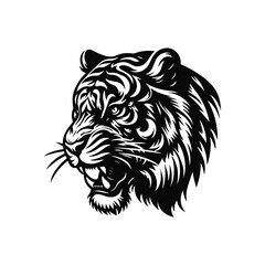 The Tiger Head Art Illustration Silhouette Vector Style