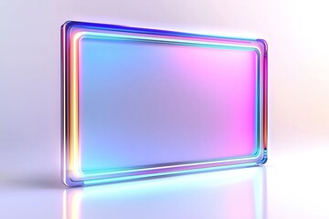 Fototapeta premium A Colorful Neon Light Frame Illuminating a Smooth Surface