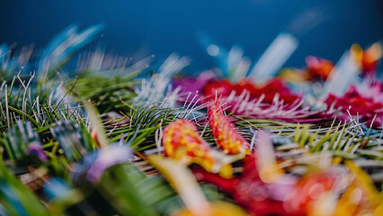 close up of colorful leaves