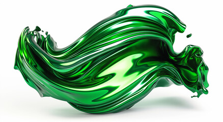 Green glossy fluid abstract motion shape