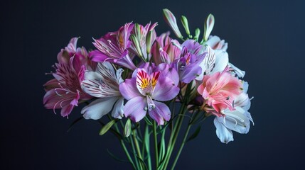 A beautiful bouquet of pink and white flowers arranged in a vase, ideal for decoration or gift