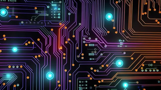 Electronic circuits, blue neon light, Software and Web Developer Programming Code, Binary Abstract Computer Script, Program Developing digital background.