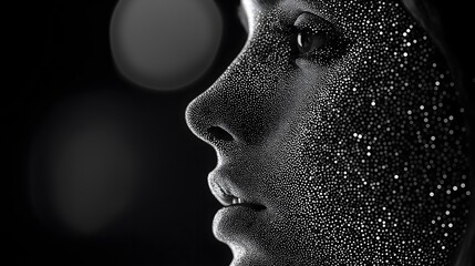 Silhouette Of A Young Girl's Face. Illustration On The Theme Of Art And Creativity, Drawing And Graphics.  Generative AI	
