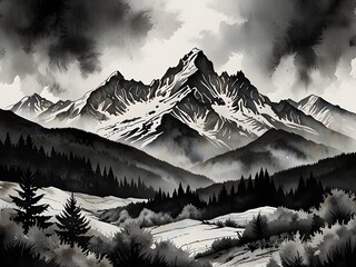 misty mountain landscape