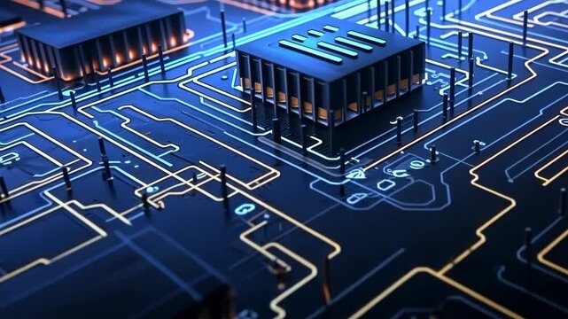 Electronic circuits, blue neon light, Software and Web Developer Programming Code, Binary Abstract Computer Script, Program Developing digital background.