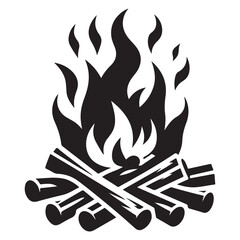 Camp fire icon Bonfire burning on firewood symbol, Campfire illustration of campfire vector icon