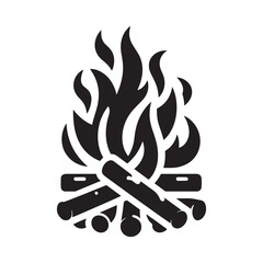 Camp fire icon Bonfire burning on firewood symbol, Campfire illustration of campfire vector icon