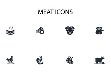 Meat icon set.vector.Editable stroke.linear style sign for use web design,logo.Symbol illustration.