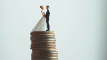 Micro people wedding on stack.