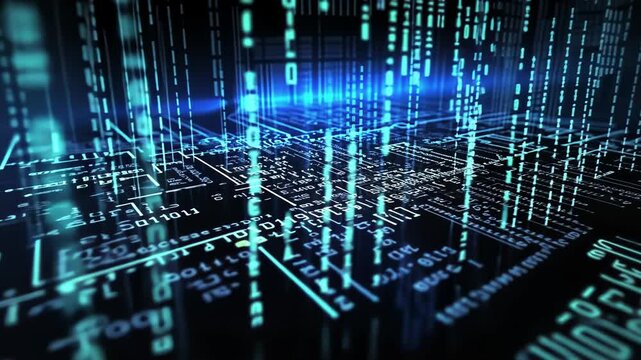 Software and Web Developer Programming Code digital background , Binary Abstract Computer Script, Program Developing blue neon light