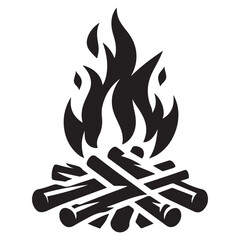 Camp fire icon Bonfire burning on firewood symbol, Campfire illustration of campfire vector icon
