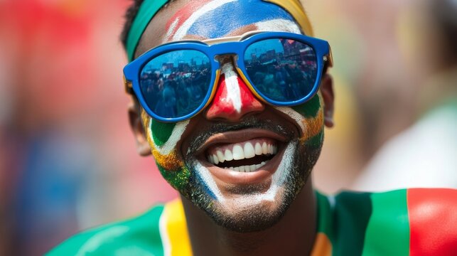 Italy fan with painted face in South Africa 2010