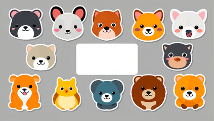 Obraz premium sticker set, different cute cartoon animals