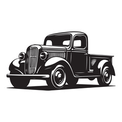 Fototapeta premium Classic Hauler Vintage Pickup Emblem Retro Rides Black Truck Icon, Vintage Pickup Truck Logo Monochrome Design Style